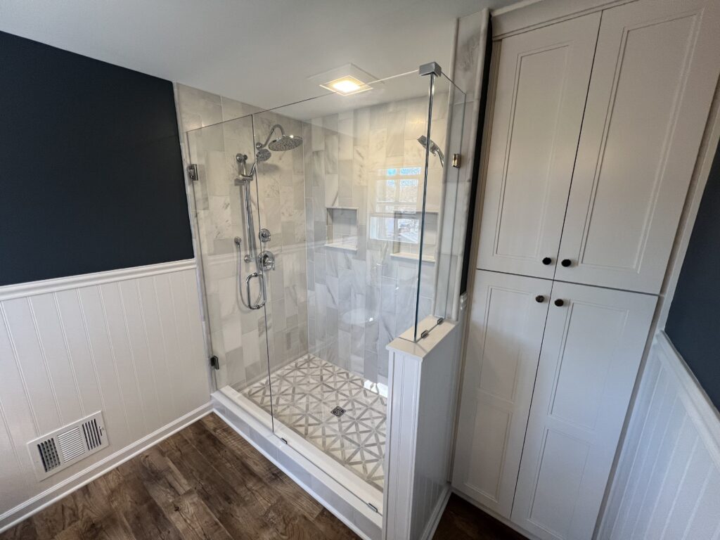 A glass shower
